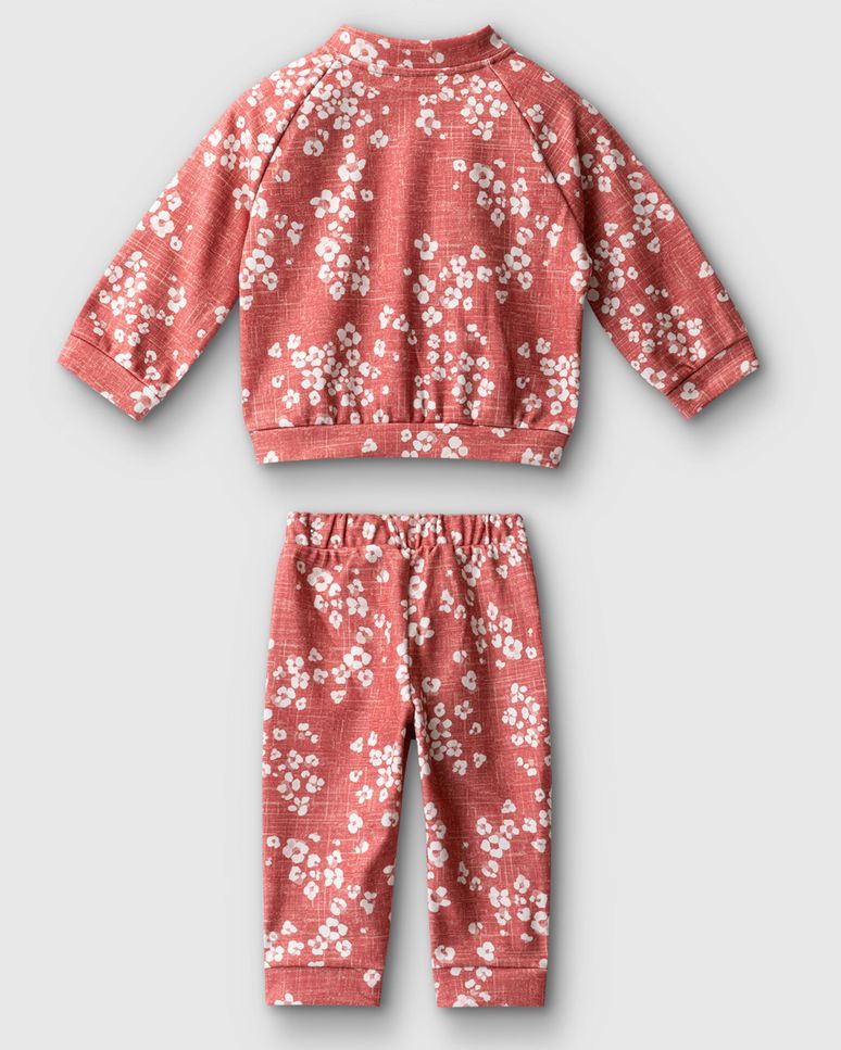 Conjunto Menina Animal Print Casaco E Calça Em Poliéster Soft - Carinhoso