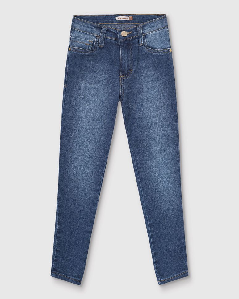 Calça Menina Skinny Em Jeans Com Elastano - Carinhoso