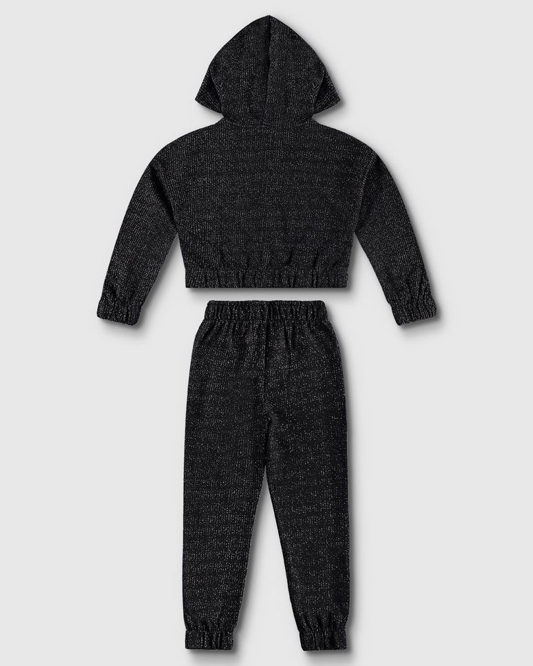 Conjunto Menina Jaqueta E Calça Jogger Em Moletinho Lurex - Carinhoso