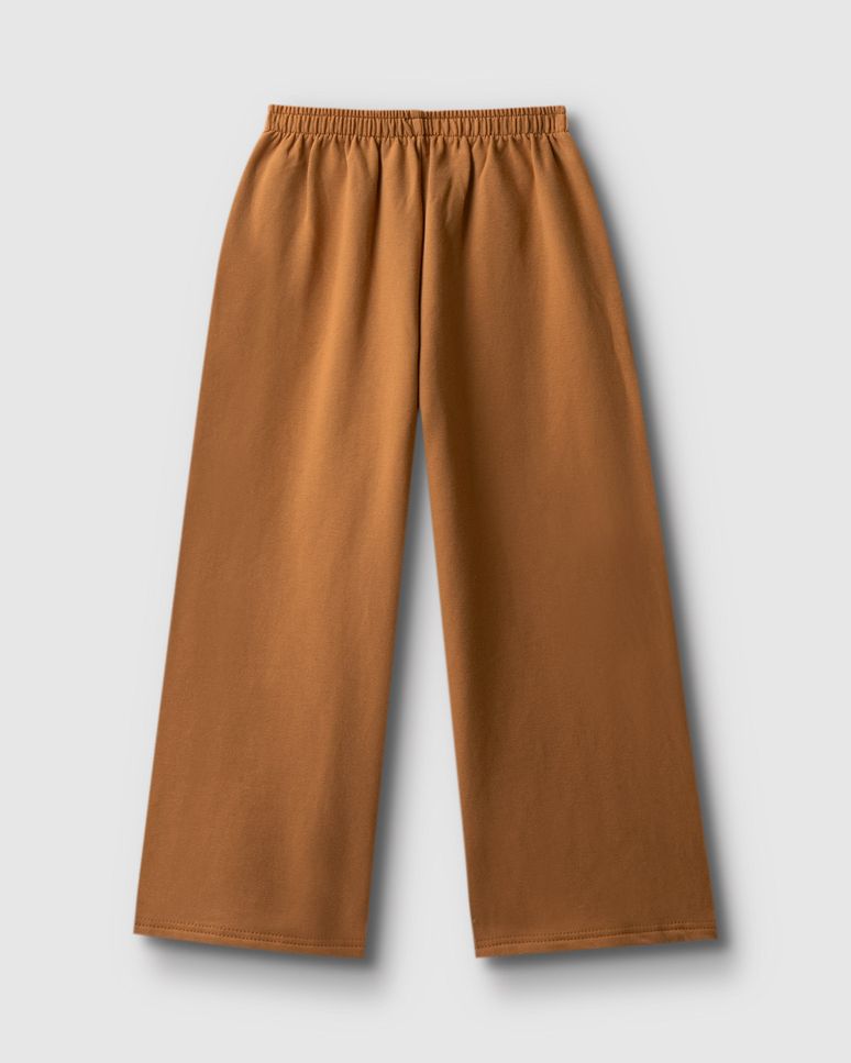Calça Menina Wide Leg Cós Elástico Em Moletom - Carinhoso