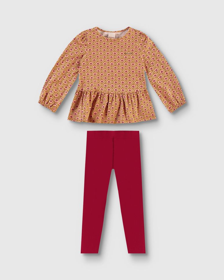 Conjunto Menina Estampado Blusa E Calça - Carinhoso