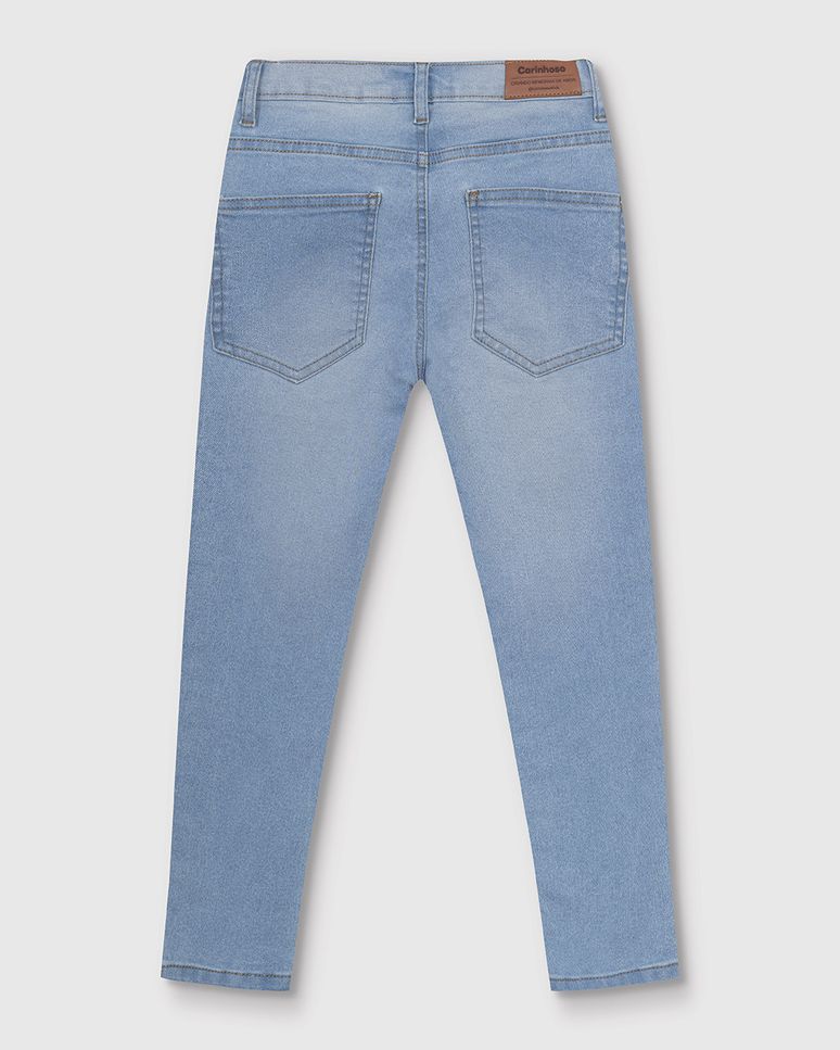 Calça Menino Skinny Cintura Média Em Jeans Com Elastano - Carinhoso