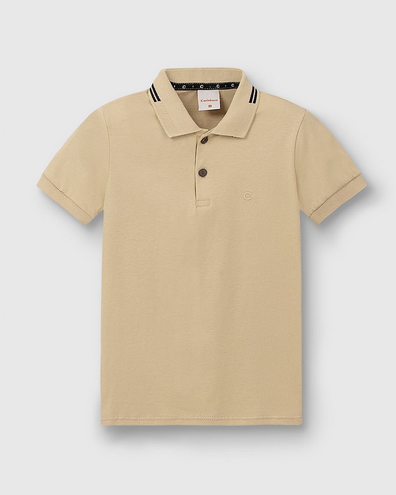 Camisa Polo Menino Peitilho Frontal Em Algodão - Carinhoso