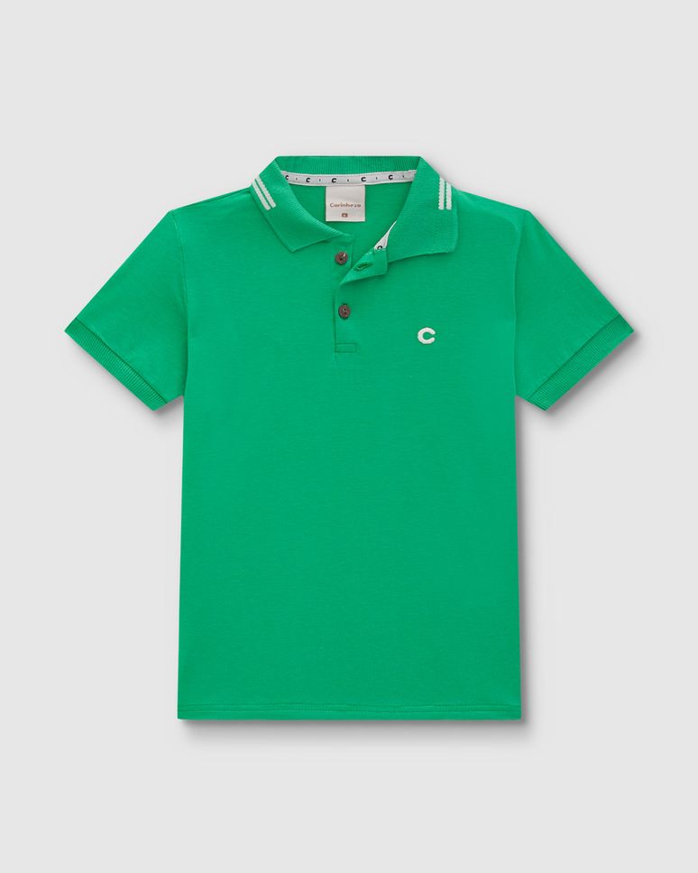Camisa Polo Menino Peitilho Frontal Em Algodão - Carinhoso