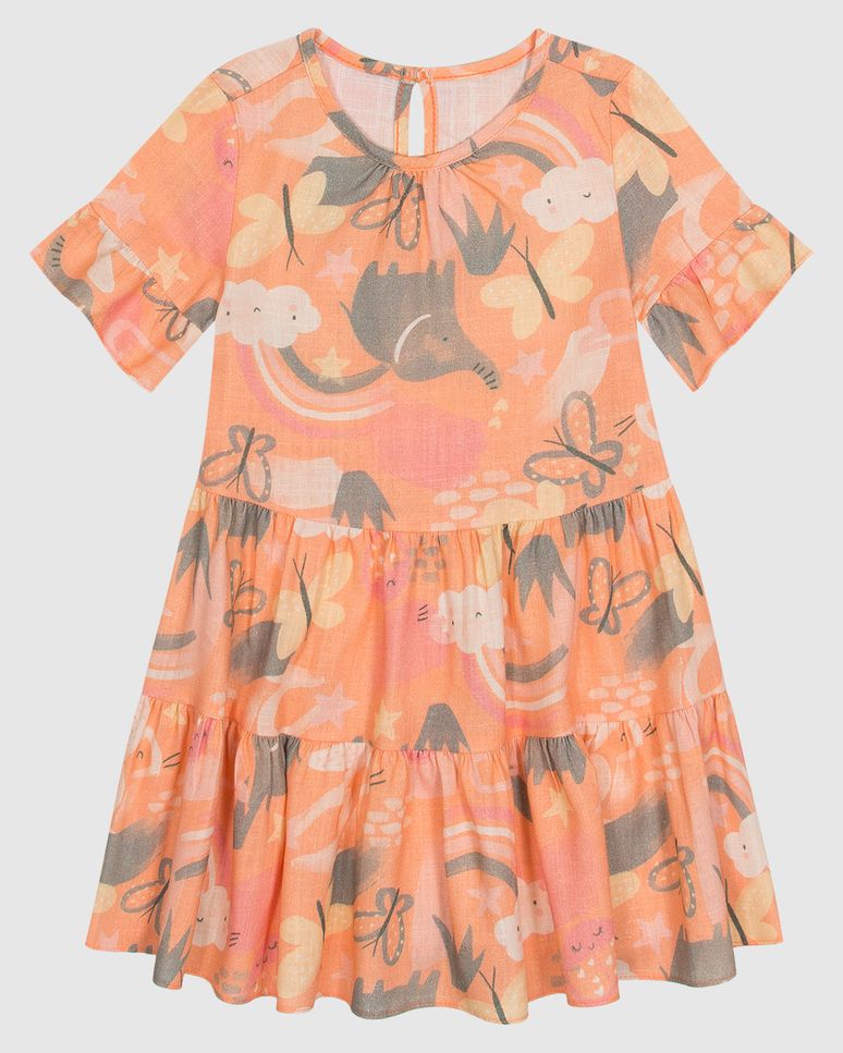 Vestido Infantil Marias Estampa Animais Em Viscolinho Malwee Kids