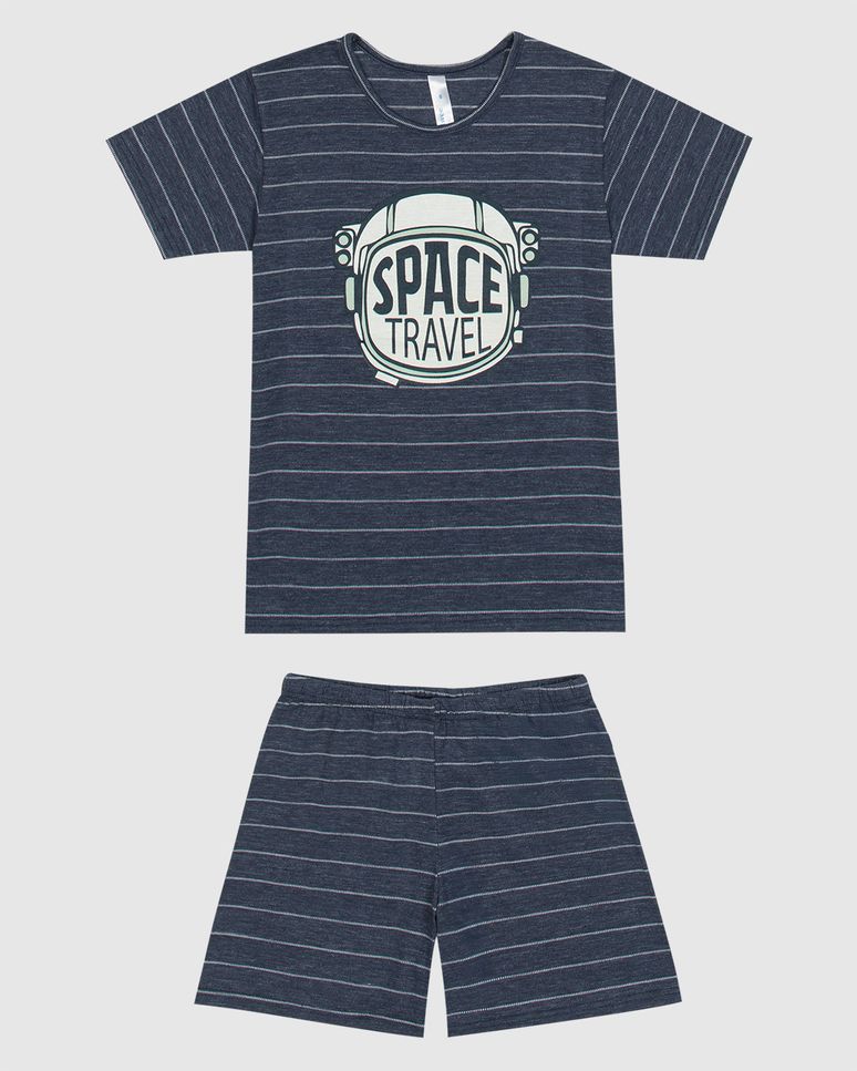 Pijama Infantil Menino Space Travel Em Malha Listrada Malwee Kids