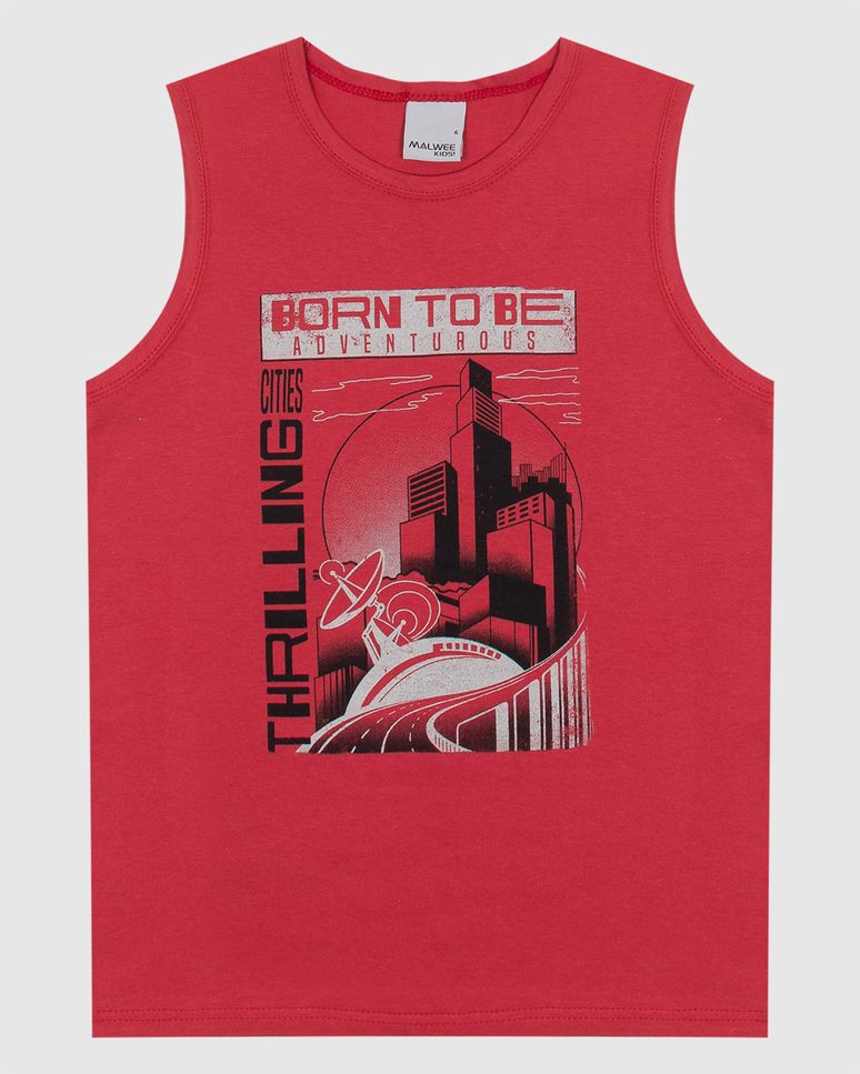 Regata Infantil Menino Tradicional Estampa Frontal Em Algodão Malwee Kids