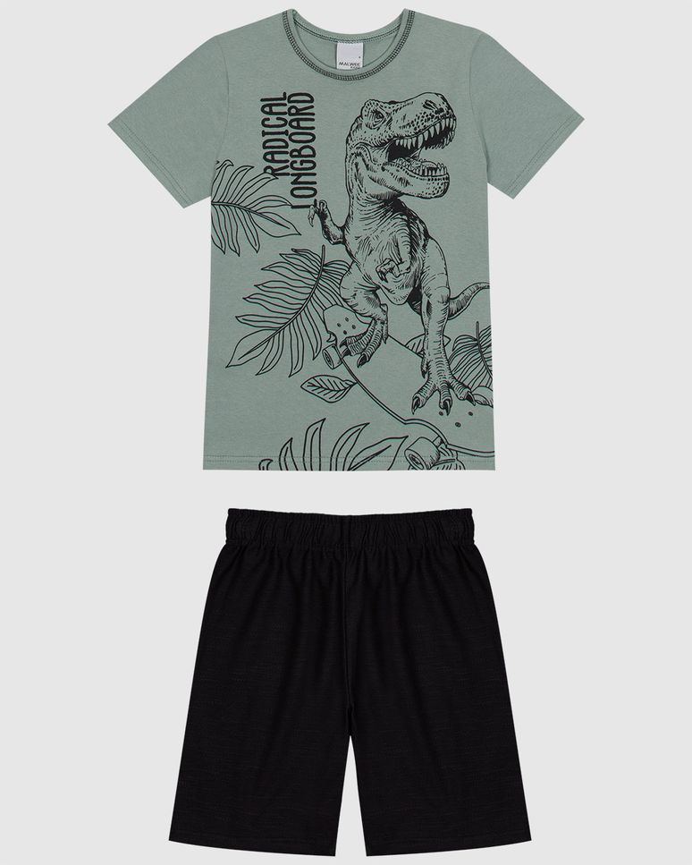Conjunto Infantil Menino Camiseta Radical Longboard Em Algodão Malwee Kids