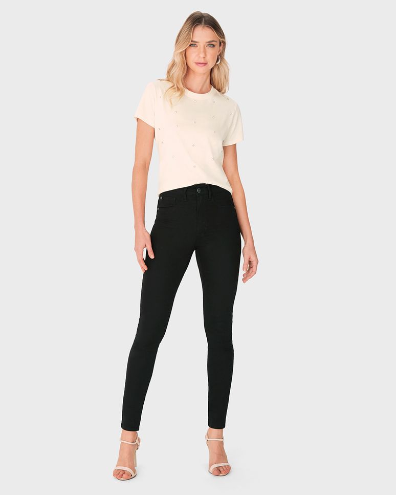Calça Feminina Super Skinny Cintura Alta Em Sarja Stretch - ENFIM