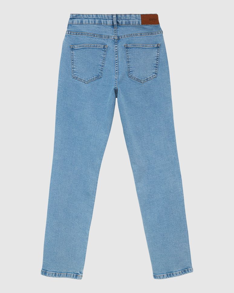 Calça Feminina Reta Cintura Alta Bolso Funcional Em Jeans Stretch - ENFIM