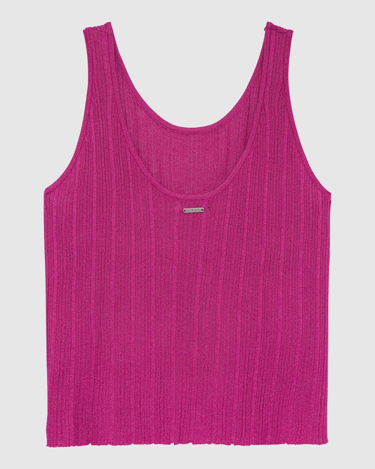 Regata Feminina Decote Costas Cavado Em Tricô Lurex - ENFIM