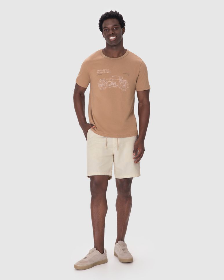 Bermuda Masculina Chino Cadarço Funcional Em Linho