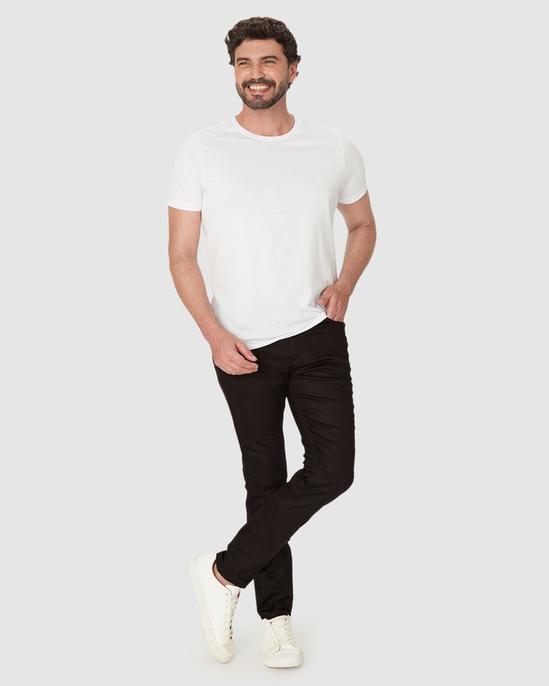 Calça Skinny Masculina Cintura Média Em Sarja Com Elastano