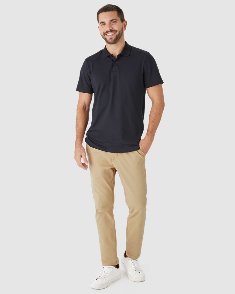 Calça Masculina Chino Bolso Funcional Em Sarja Com Elastano