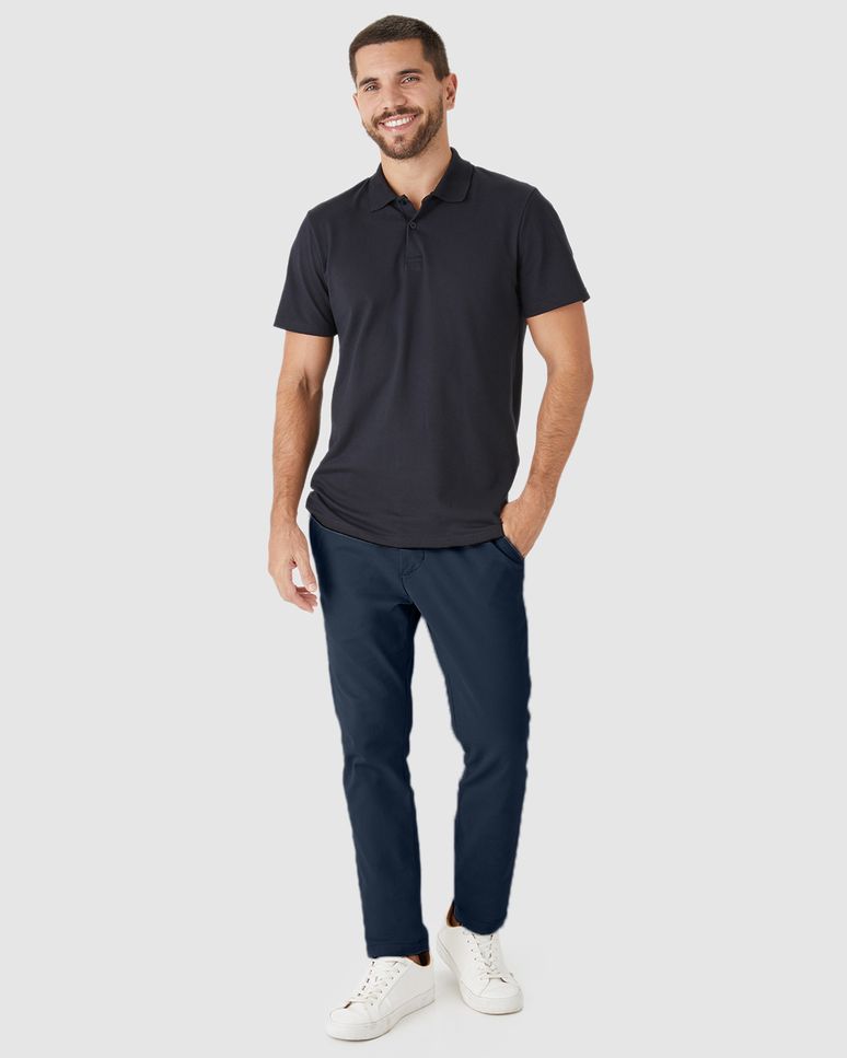 Calça Masculina Chino Bolso Funcional Em Sarja Com Elastano