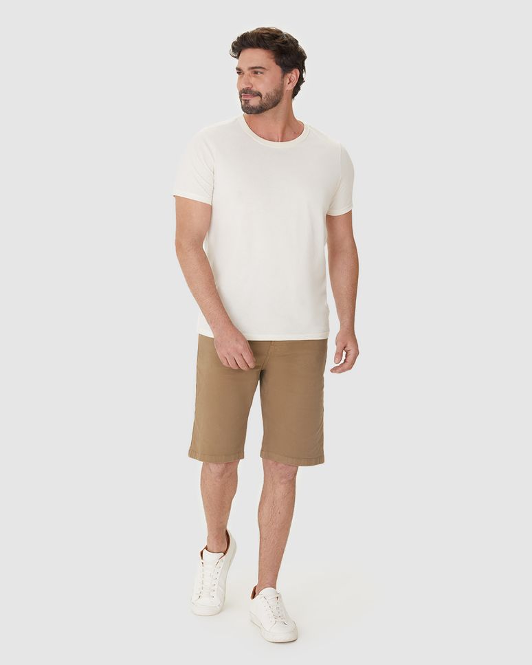 Bermuda Masculina Tradicional Bolso Funcional Em Sarja Com Elastano