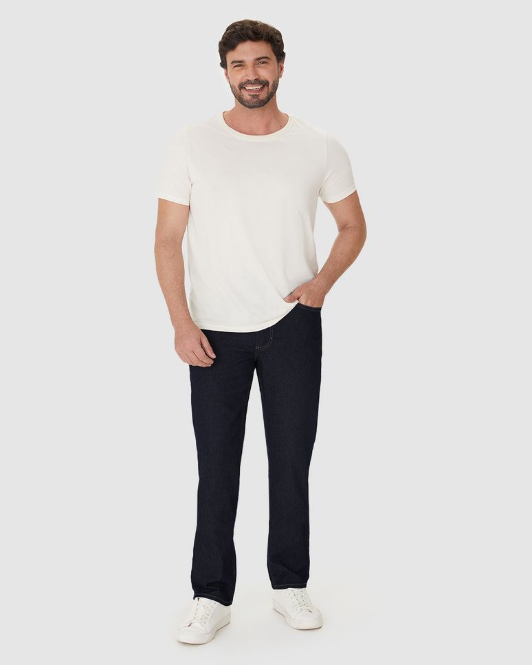 Calça Masculina Tradicional Em Jeans Com Elastano