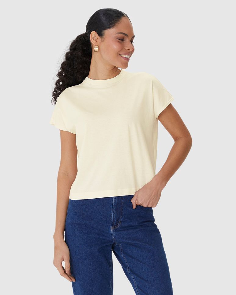 Blusa Básica Feminina Manga Curta Sem Cavas Em Malha Algodão Comfy