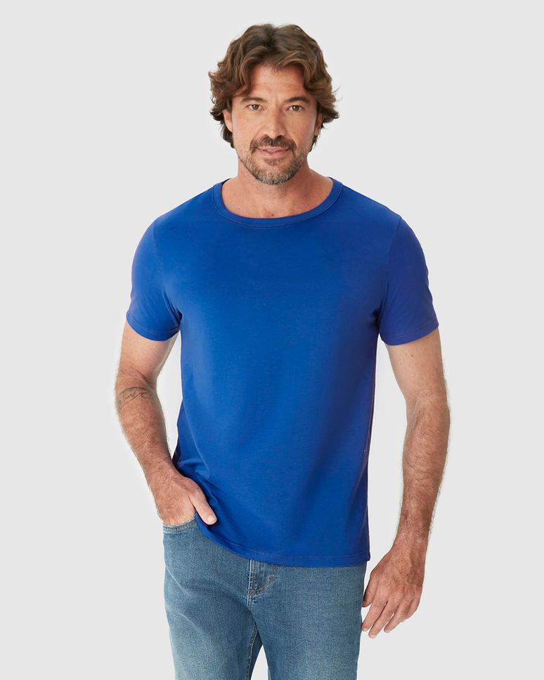 Camiseta Essencial Masculina Slim Decote Redondo Em Algodão