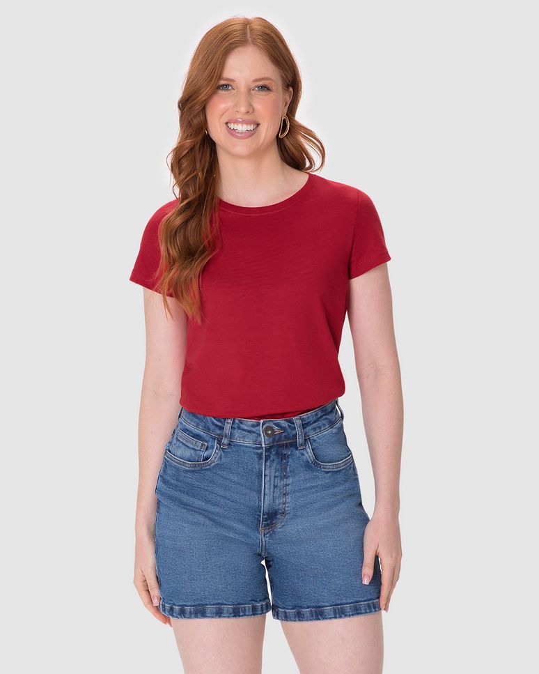 Blusa Básica Feminina Baby Look Em Algodão