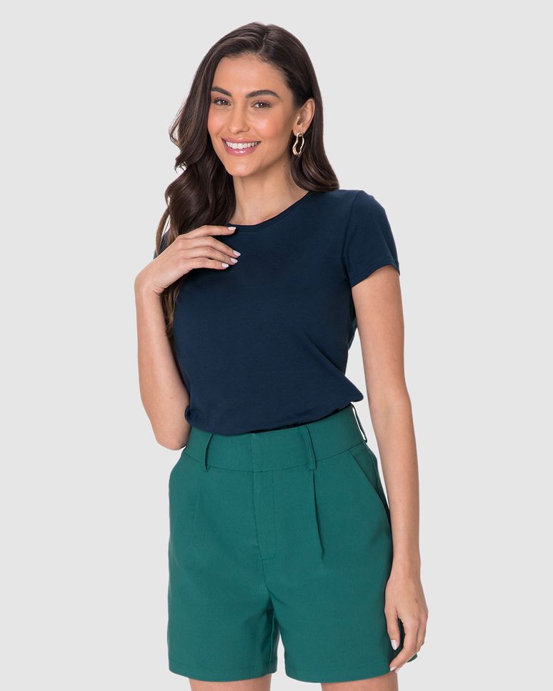 Blusa Básica Feminina Baby Look Em Algodão