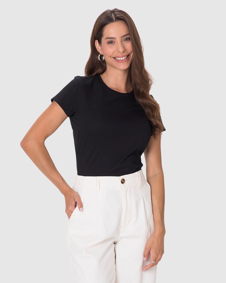 Blusa Básica Feminina Baby Look Em Algodão