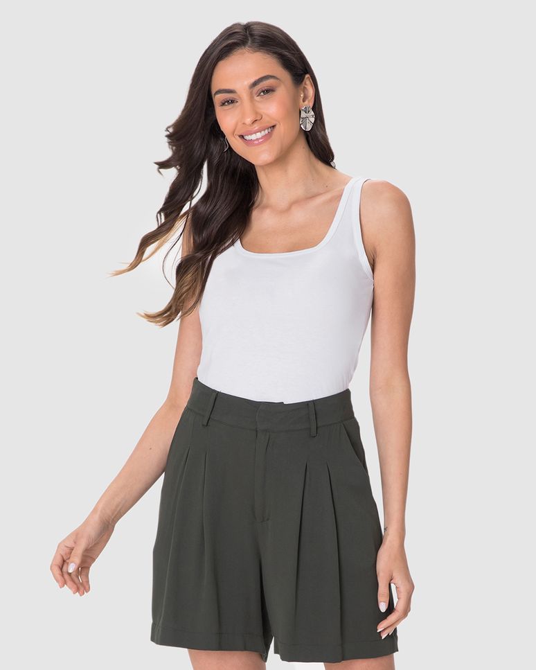 Regata Básica Feminina Decote U Em Algodão