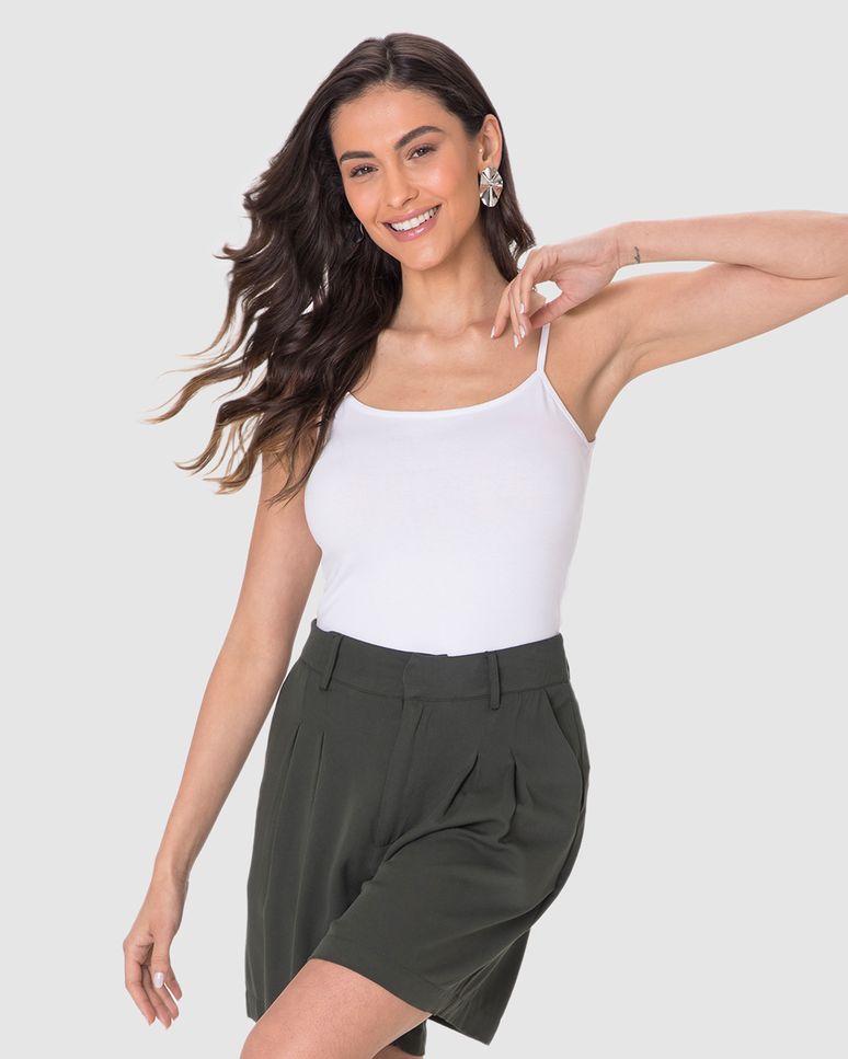 Regata Básica Feminina Alça Fina Em Algodão