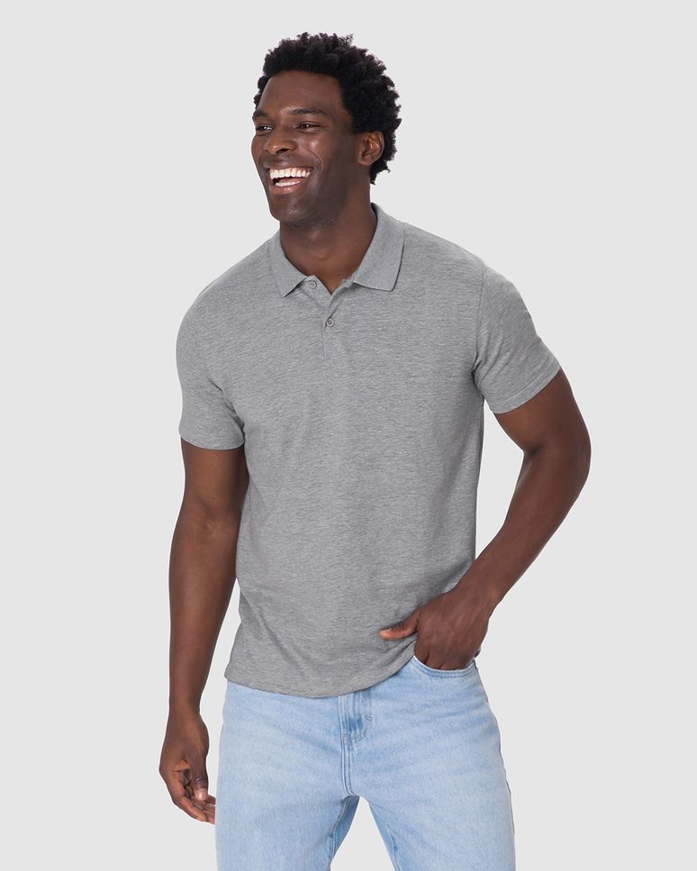 Camisa Polo Básica Masculina Peitilho Frontal Em Algodão