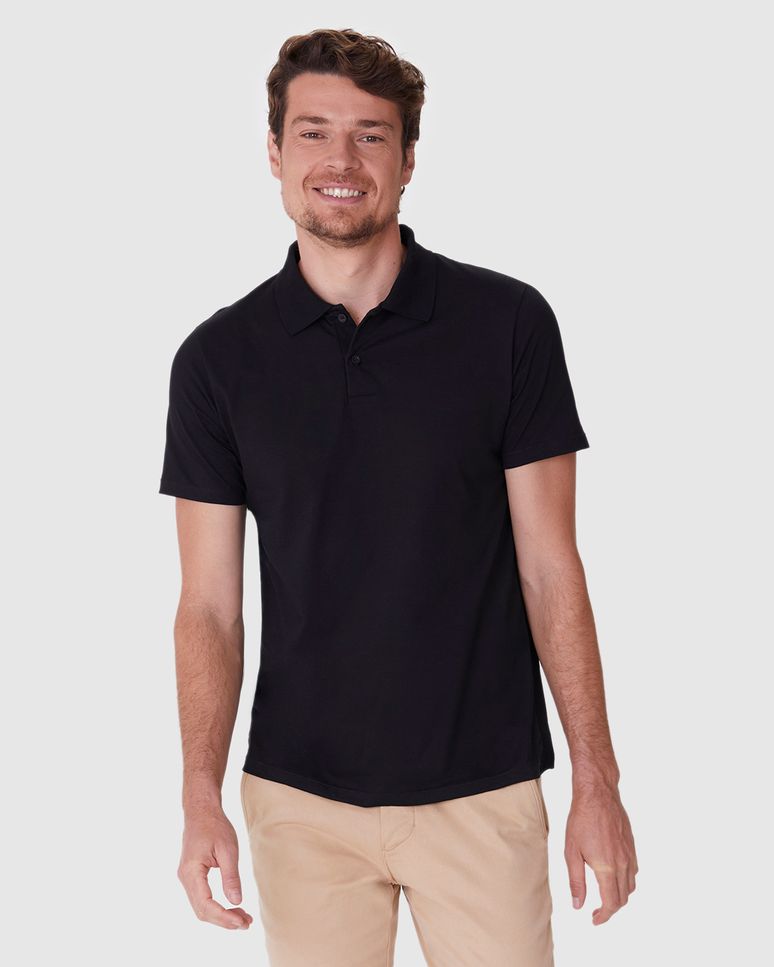 Camisa Polo Básica Masculina Peitilho Frontal Em Algodão