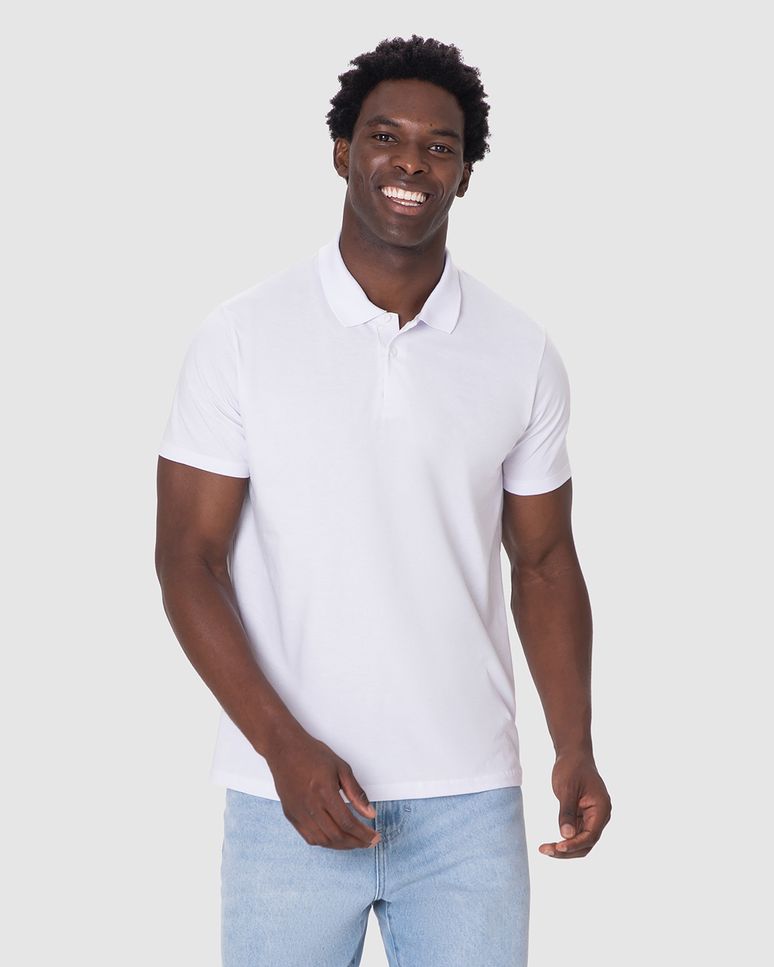 Camisa Polo Básica Masculina Peitilho Frontal Em Algodão