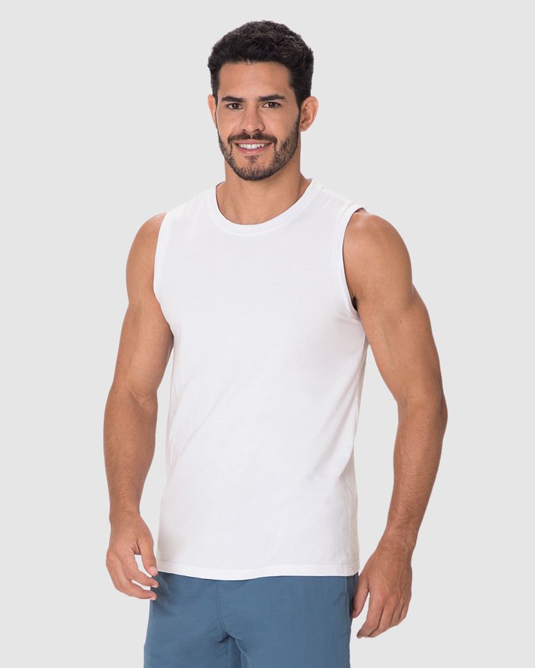 Regata Básica Masculina Cava Ajustada Em Algodão