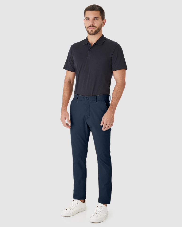 Calça Masculina Chino Bolso Funcional Em Sarja Com Elastano