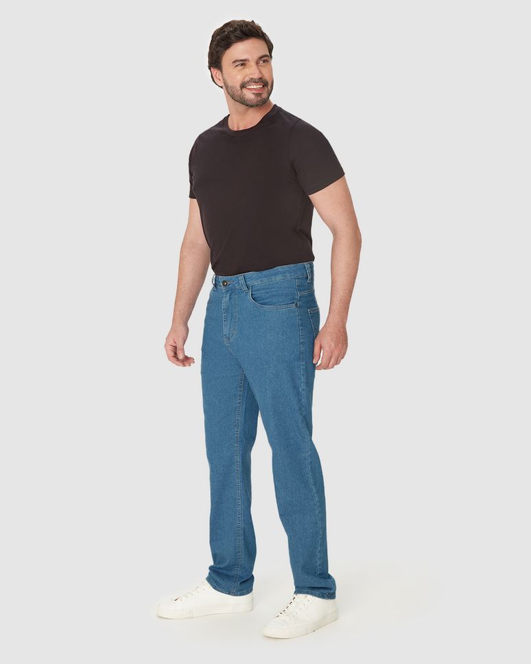 Calça Masculina Tradicional Em Jeans Com Elastano