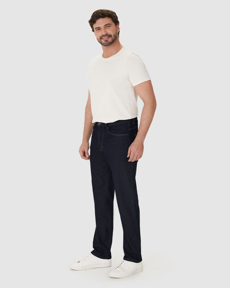 Calça Masculina Tradicional Em Jeans Com Elastano