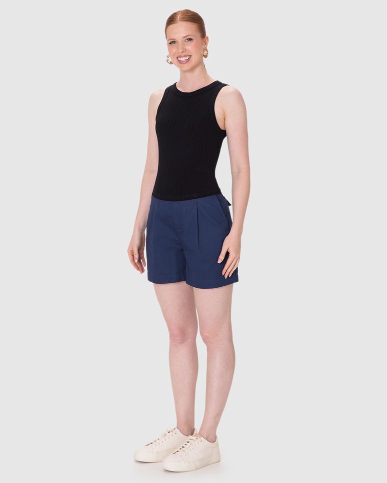 Regata Básica Feminina Long Cropped Em Malha Canelada De Viscose