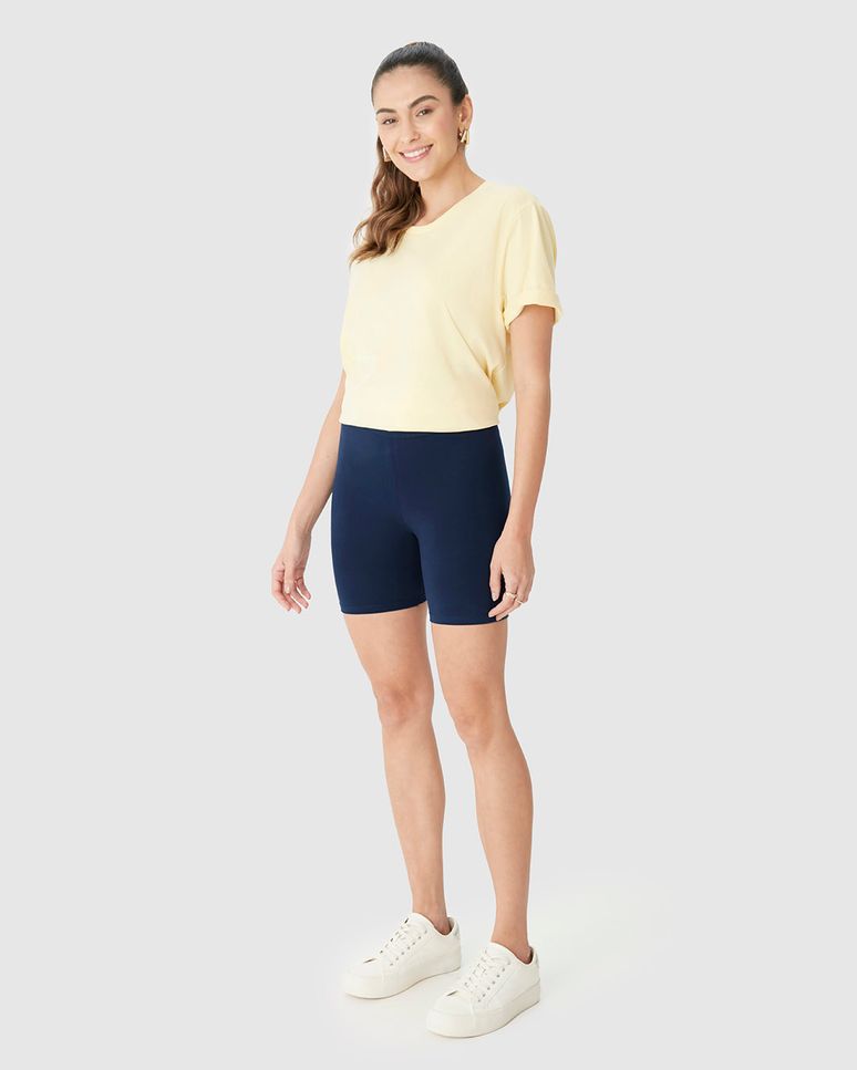 Shorts Básico Feminino Comfort Ajustado Em Algodão