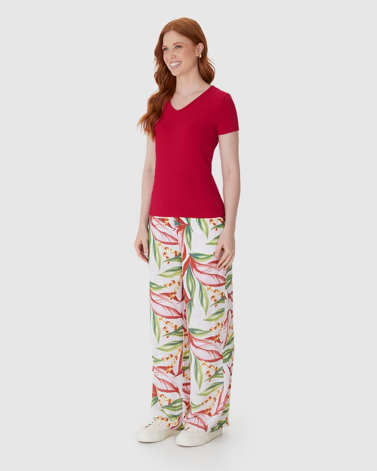 Blusa Básica Feminina Decote V Em Algodão