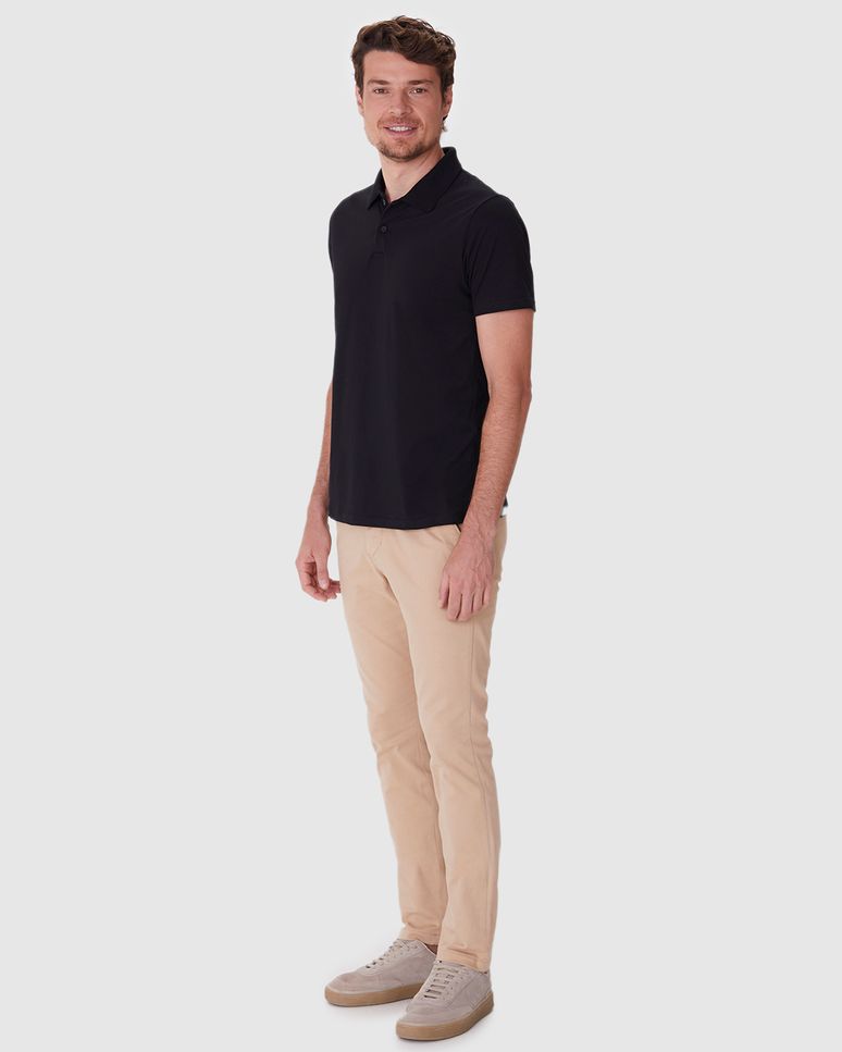 Camisa Polo Básica Masculina Peitilho Frontal Em Algodão