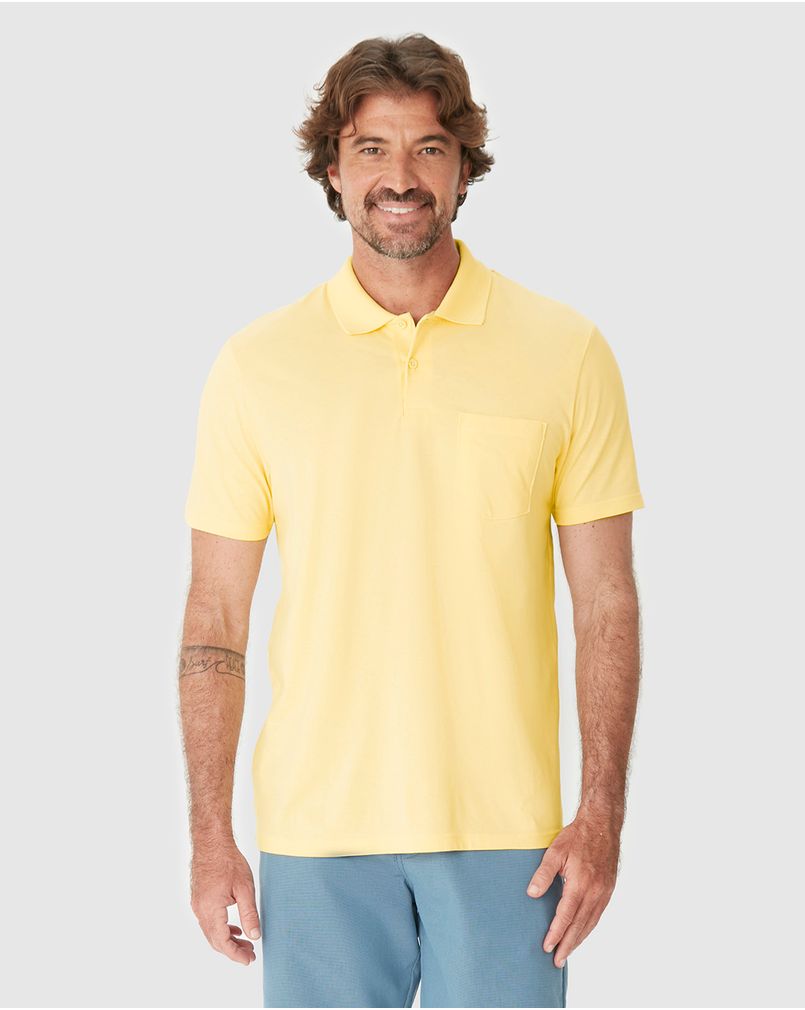 Camisa Polo Básica Masculina Gola Esporte Em Algodão AMARELO - Malwee