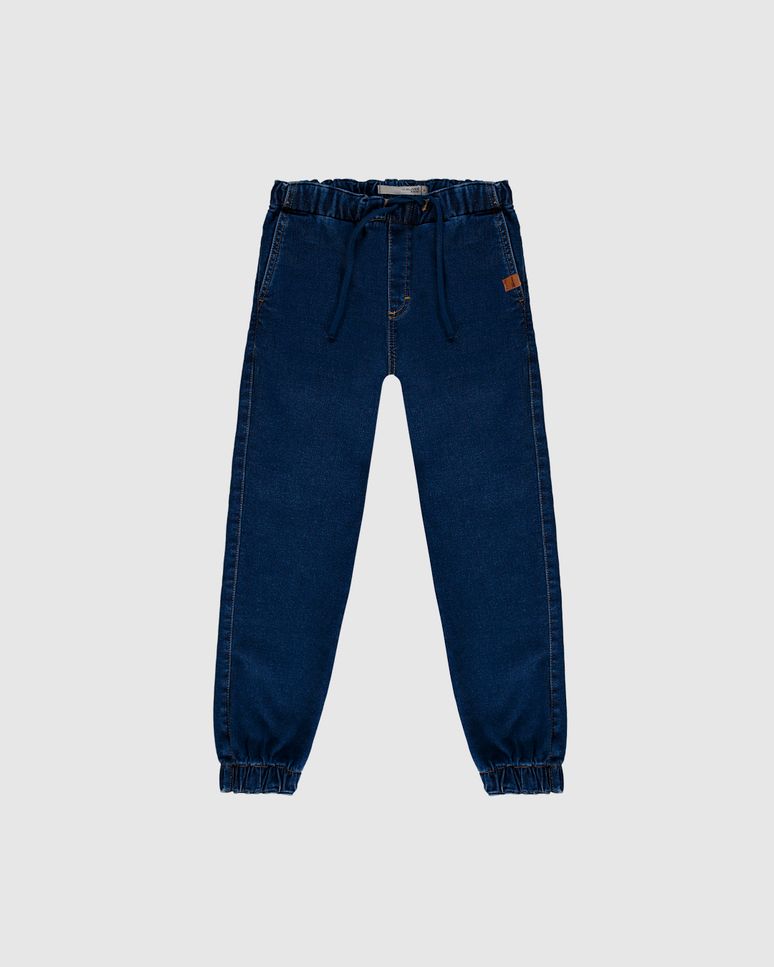 Calça Infantil Menino Jogger Cós Elástico Em Jeans Moletom Malwee Kids