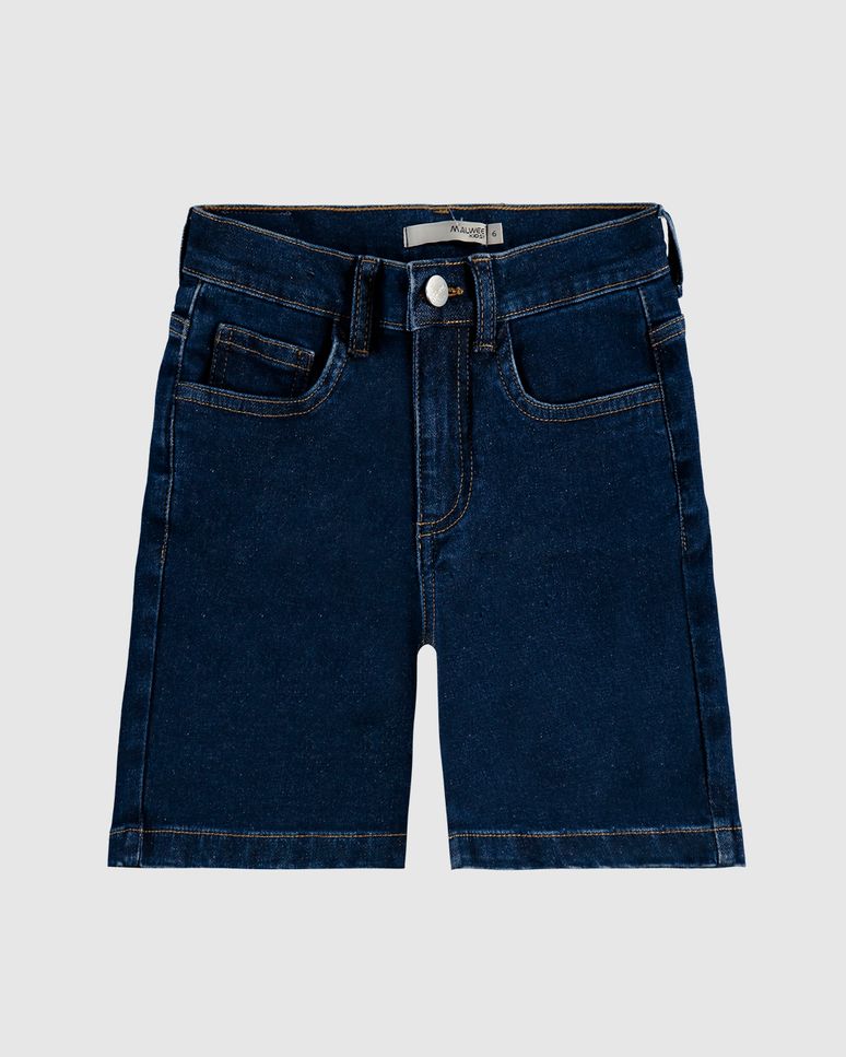 Bermuda Infantil Menino Cintura Elástico Ajustável Em Jeans Moletom Malwee Kids