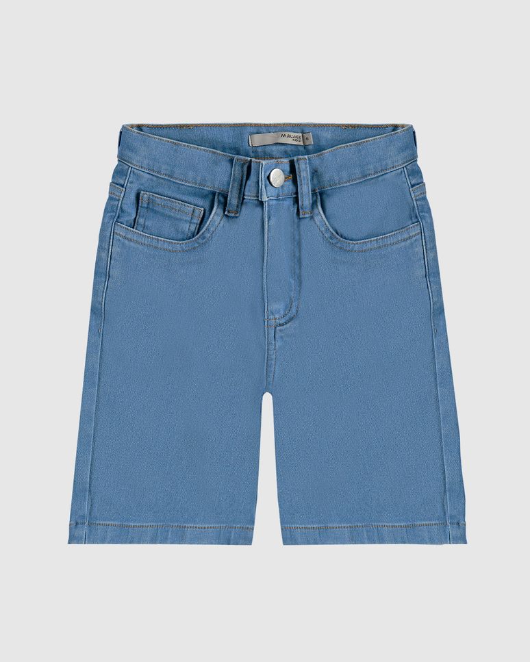 Bermuda Infantil Menino Cintura Elástico Ajustável Em Jeans Moletom Malwee Kids