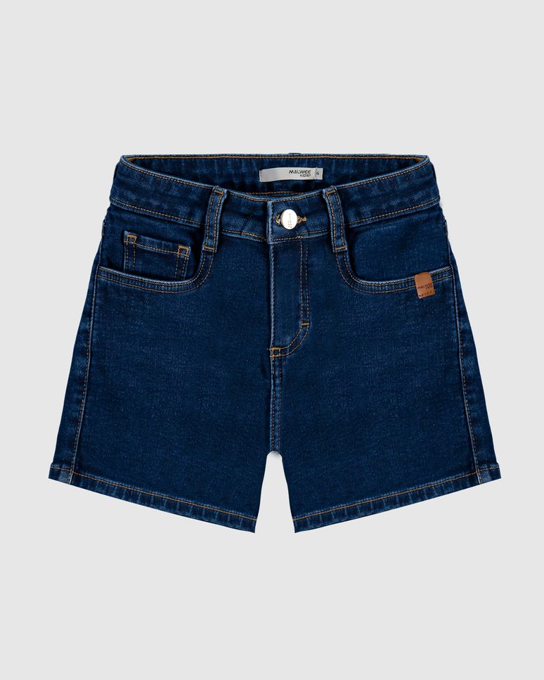 Shorts Infantil Menina Comfort Cintura Média Em Jeans Moletom Malwee Kids