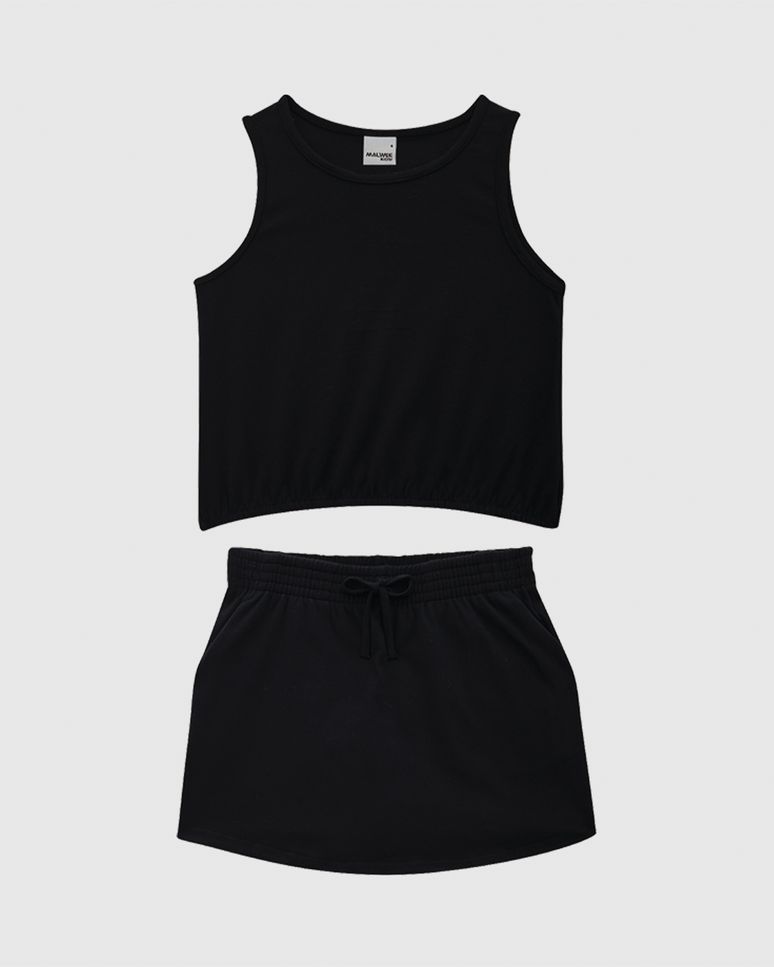 Conjunto Infantil Menina Regata Cropped E Shorts Saia Em Algodão Malwee Kids