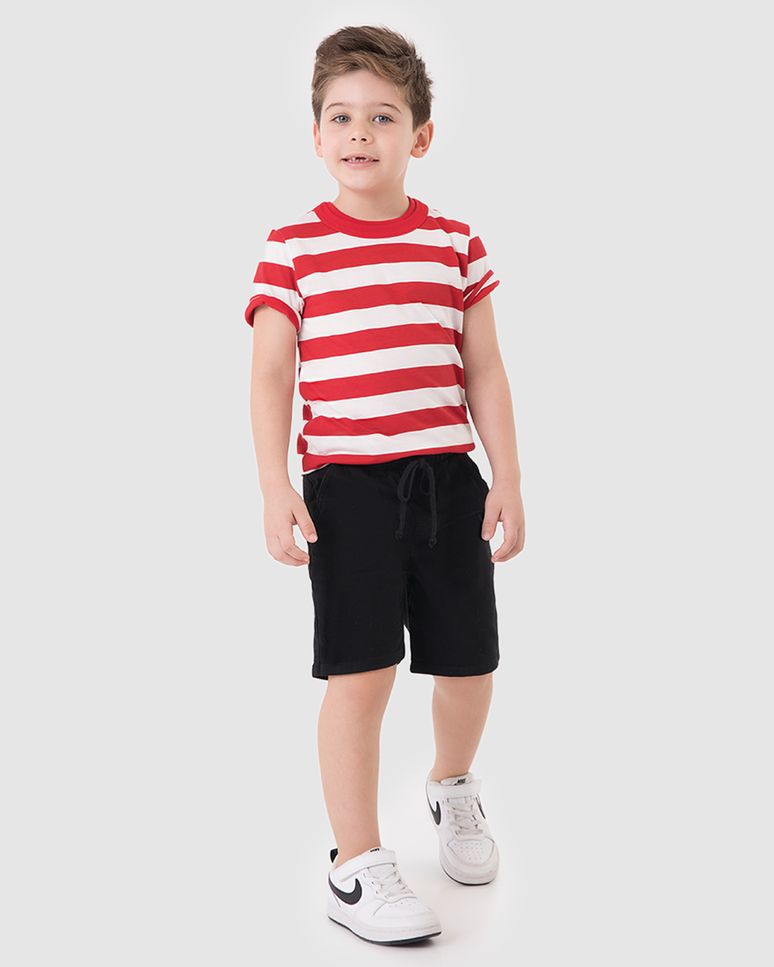 Bermuda Infantil Menino Cadarço Frontal Em Sarja Com Elastano Malwee Kids