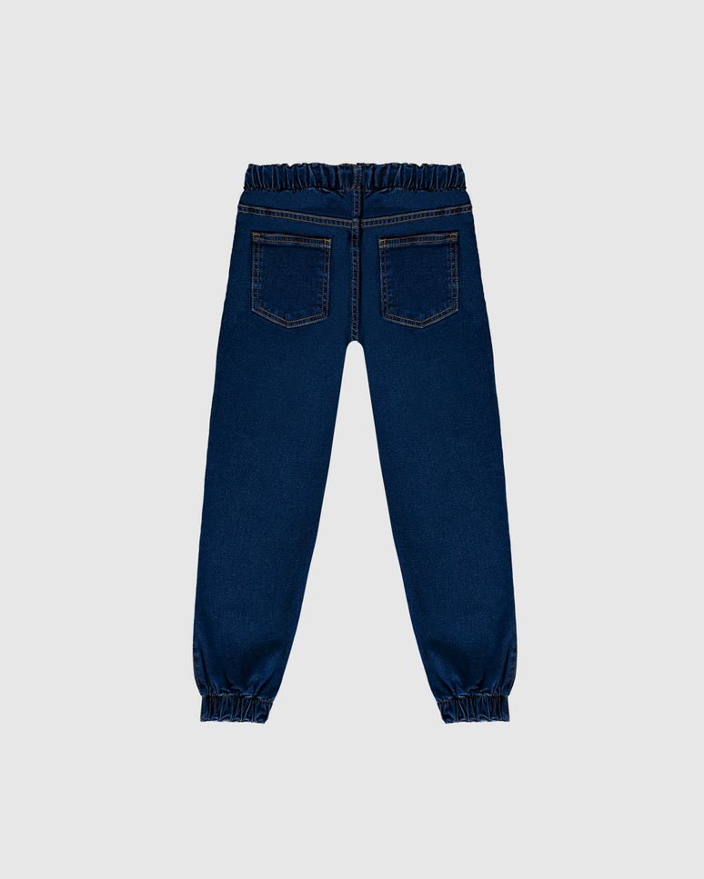 Calça Infantil Menino Jogger Cós Elástico Em Jeans Moletom Malwee Kids
