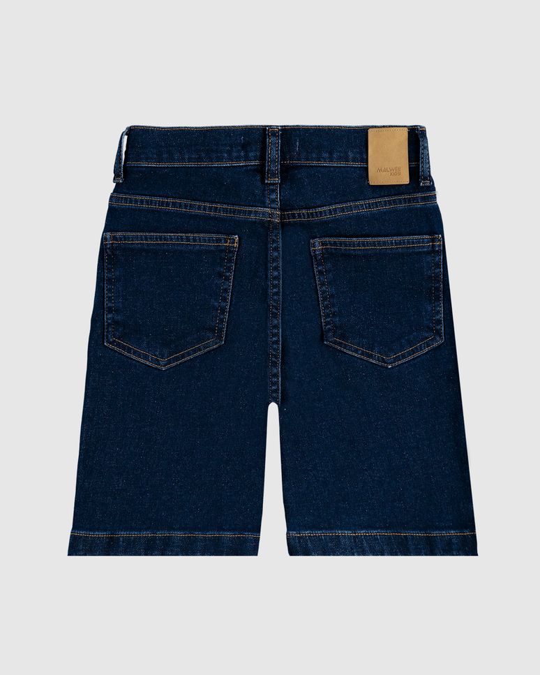 Bermuda Infantil Menino Cintura Elástico Ajustável Em Jeans Moletom Malwee Kids