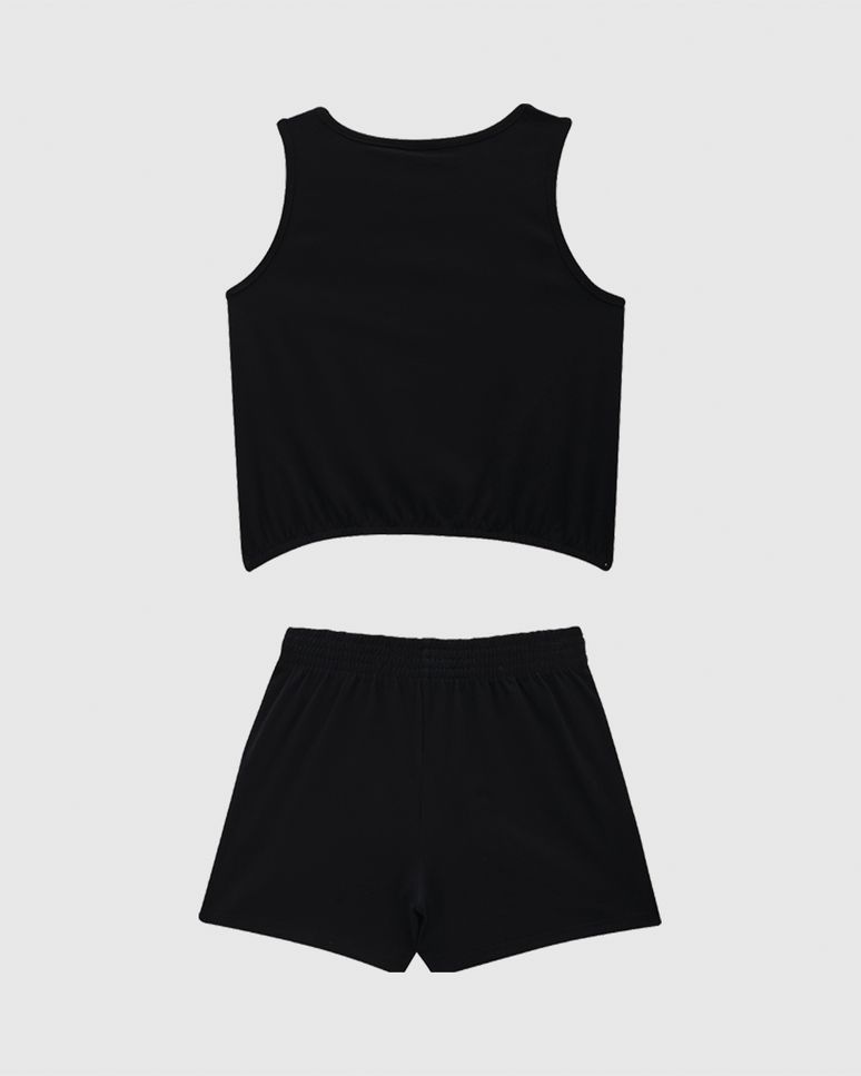 Conjunto Infantil Menina Regata Cropped E Shorts Saia Em Algodão Malwee Kids