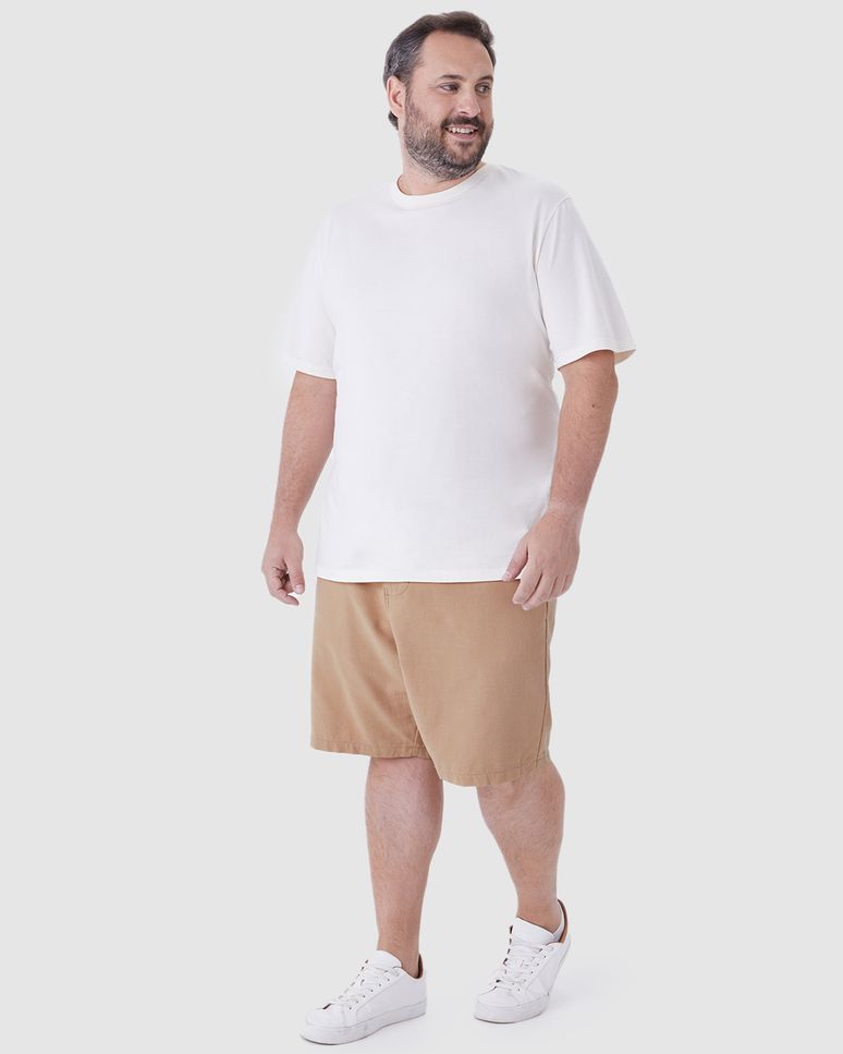 Bermuda Masculina Plus Size Chino Cadarço Funcional Em Linho
